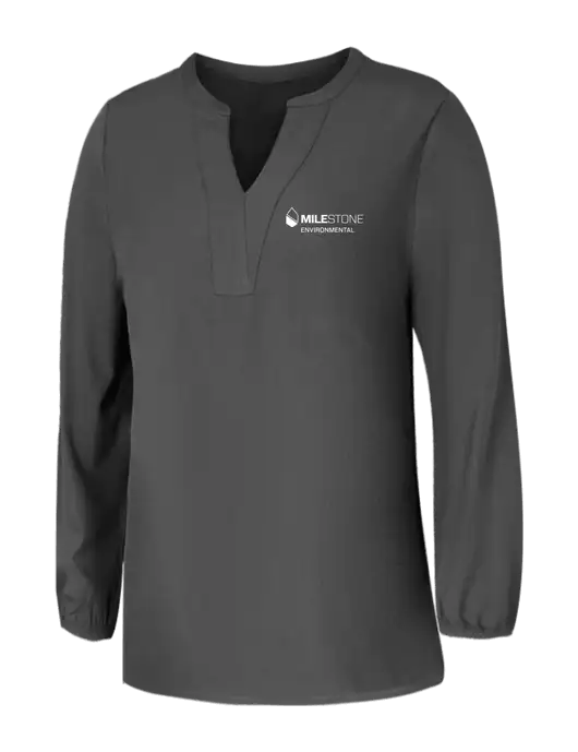 Mercer+Mettle Womens Dark Grey Stretch Crepe 3/4 Sleeve Blouse w/Milestone Environmental Logo