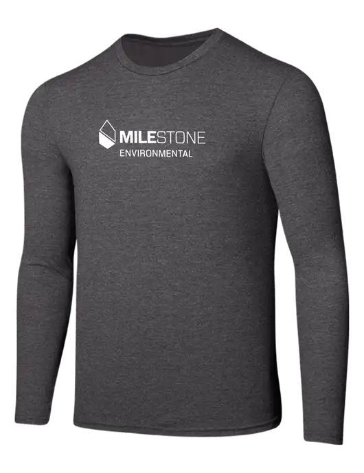 Seriously Soft Heathered Charcoal Long Sleeve T-Shirt w/Milestone Environmental Logo