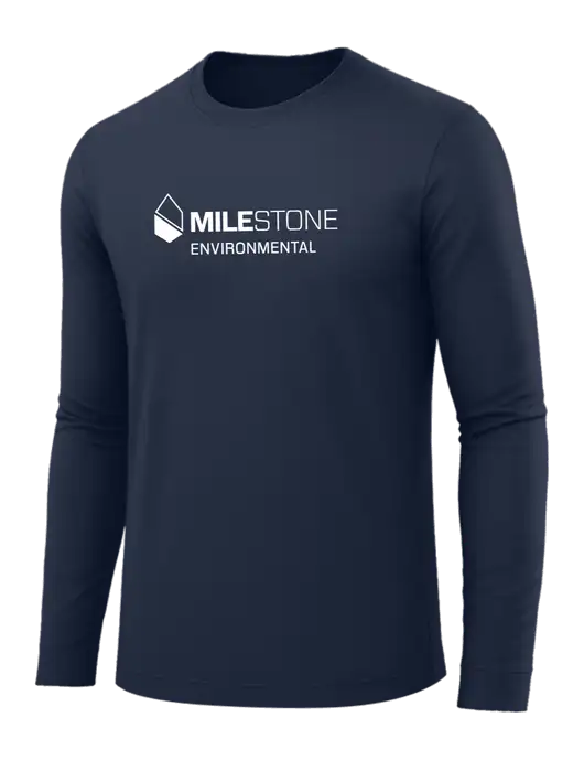 Long Sleeve Navy PosiCharge Competitor Tee w/Milestone Environmental Logo