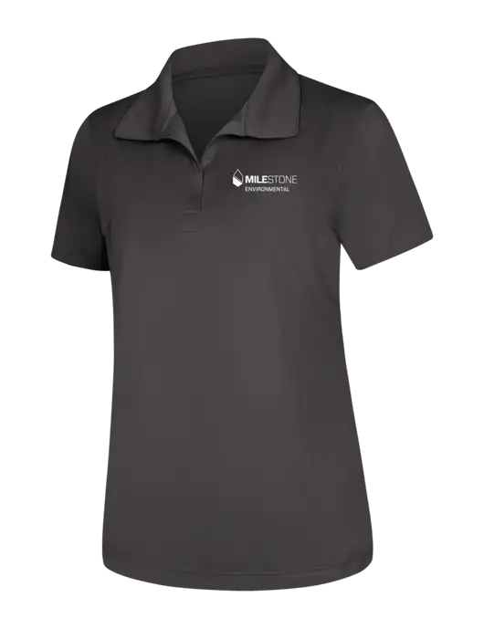 Womens Dark Grey Micropique Sport-Wick Polo w/Milestone Environmental Logo