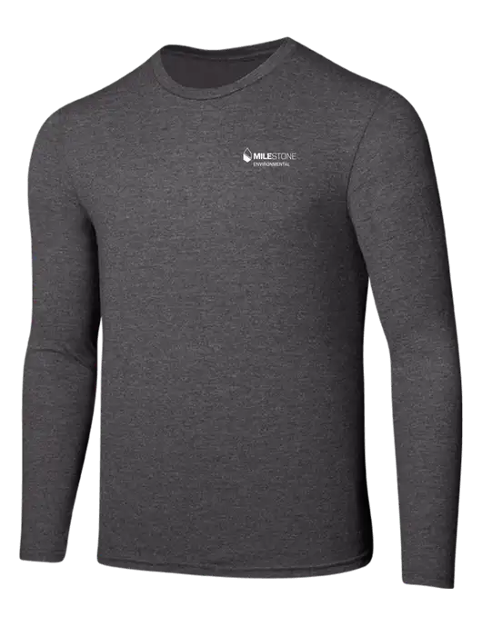 Seriously Soft Heathered Charcoal Long Sleeve T-Shirt w/Milestone Environmental Logo