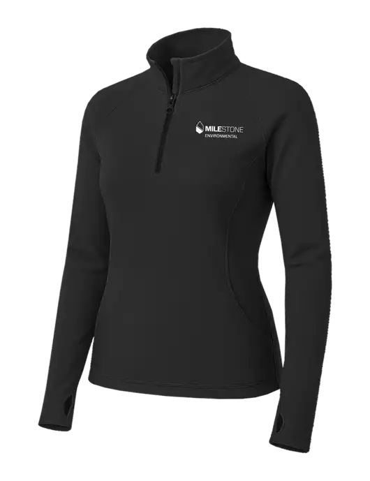 Charcoal Grey Womens Sport Wick Stretch 1/4 Zip Pullover w/Milestone Environmental Logo