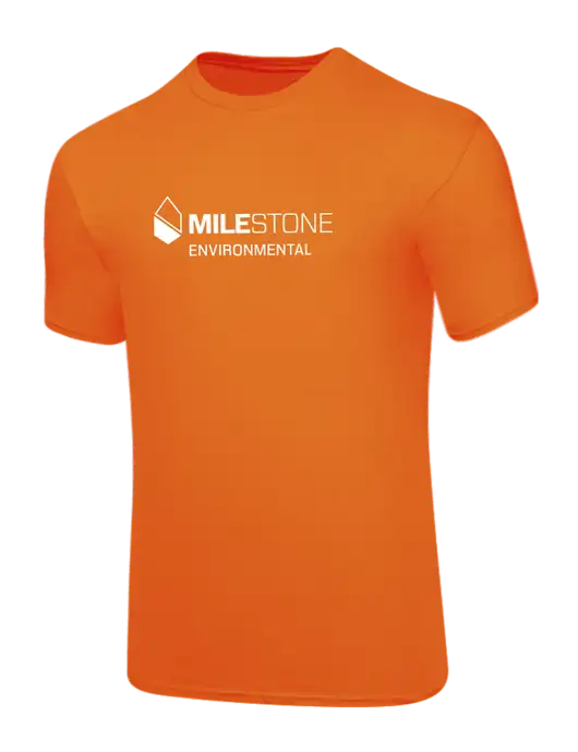 Core Blend Safety Orange T-Shirt w/Milestone Environmental Logo