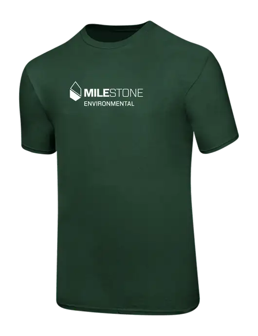 Ring Spun Forest Green 4.5 oz T-Shirt w/Milestone Environmental Logo