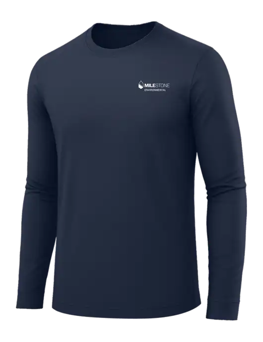 Long Sleeve Navy PosiCharge Competitor Tee w/Milestone Environmental Logo