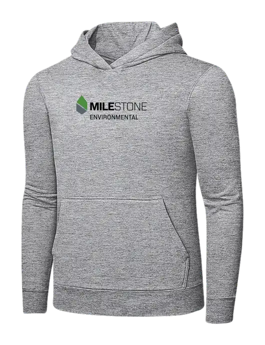 Light Grey Heather 7.8 oz Ring Spun Hooded Sweatshirt w/Milestone Environmental Logo