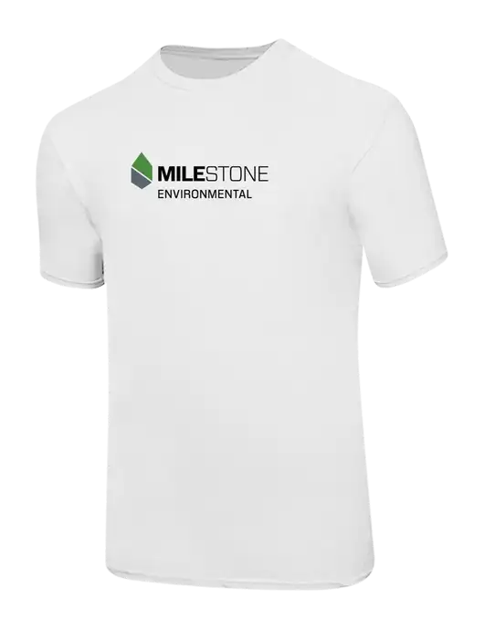 Ring Spun White 4.5 oz T-Shirt w/Milestone Environmental Logo