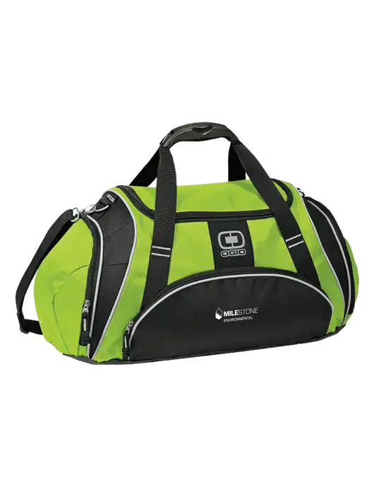 OGIO Lime Green Crunch Duffel
 w/Milestone Environmental Logo