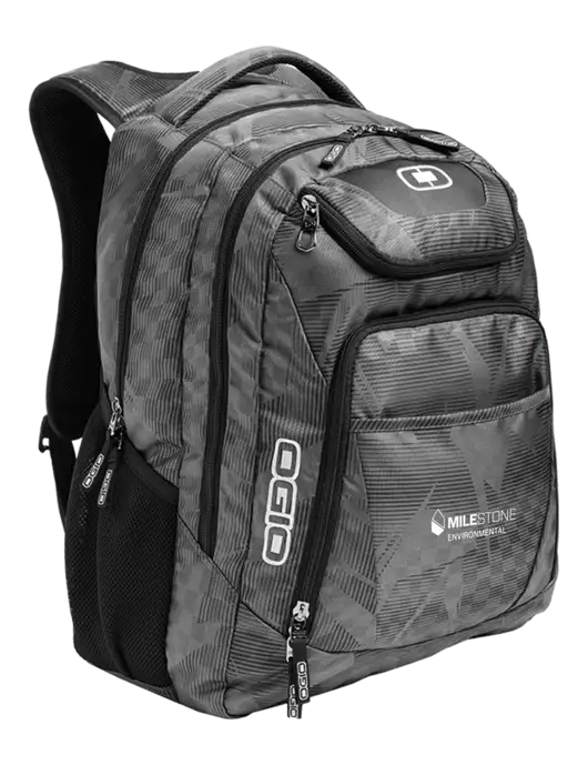 OGIO Race Day Silver Excelsior Laptop Backpack w/Milestone Environmental Logo