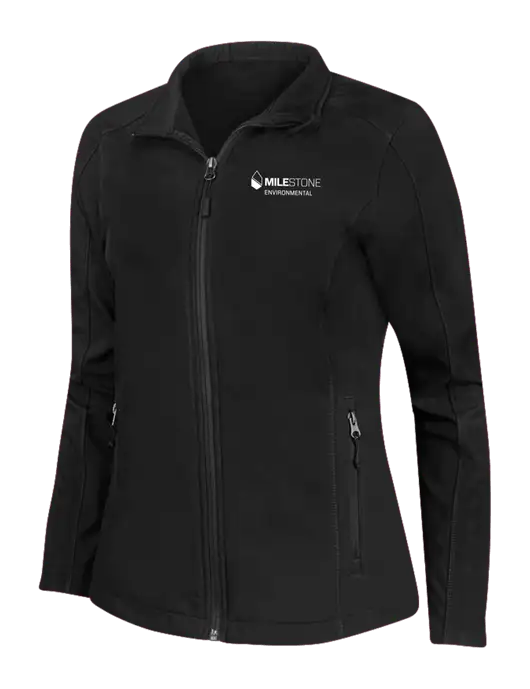 Black Womens Core Soft Shell Jacket w/Milestone Environmental Logo