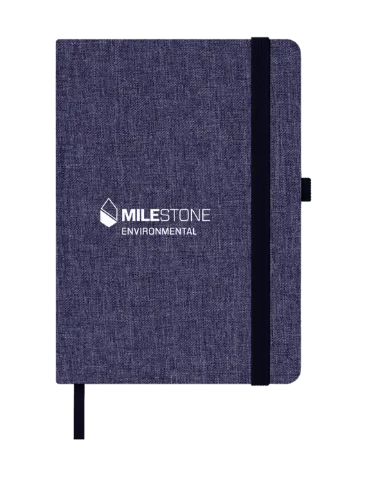 Twill Navy Heathered 5 x 7 Journal w/Milestone Environmental Logo