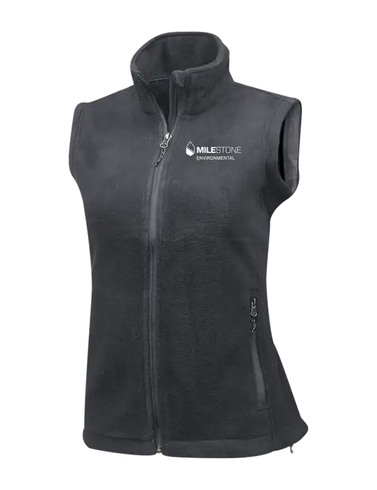 Medium Grey Womens Fleece Vest w/Milestone Environmental Logo