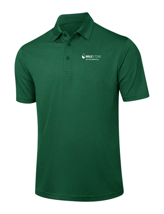 Dark Green Heather Contender Polo w/Milestone Environmental Logo