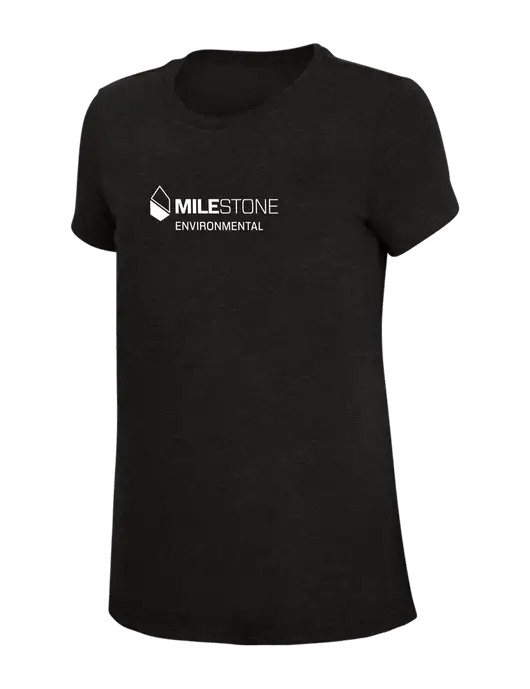 Womens Simply Soft Black 4.5oz Poly/Combed Ring Spun Cotton T-Shirt w/Milestone Environmental Logo