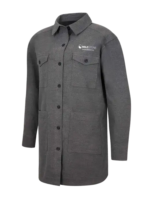 Mercer+Mettle Womens Medium Grey Heather Long Sleeve Twill Overshirt w/Milestone Environmental Logo