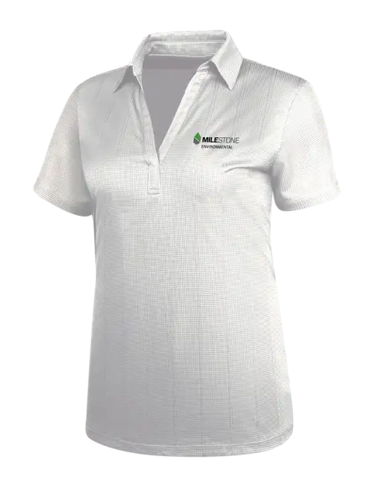 White Womens Performance Fine Jacquard Polo w/Milestone Environmental Logo