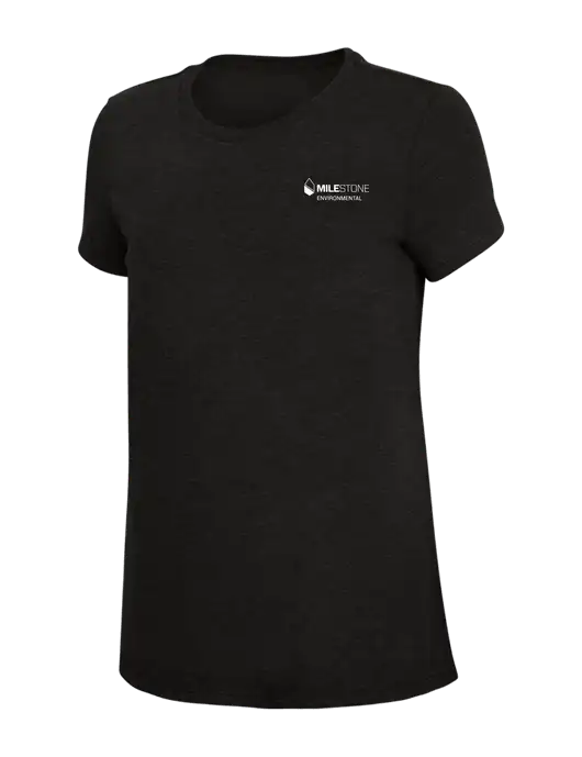 Womens Simply Soft Black 4.5oz Poly/Combed Ring Spun Cotton T-Shirt w/Milestone Environmental Logo