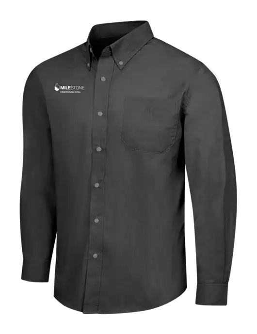 Soft Black Crosshatch Easy Care Shirt w/Milestone Environmental Logo