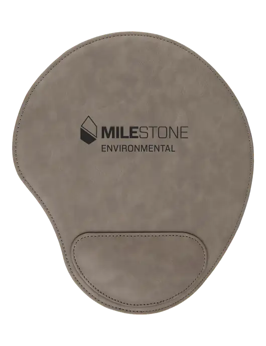 Gray Leatherette Mouse Pad w/Milestone Environmental Logo