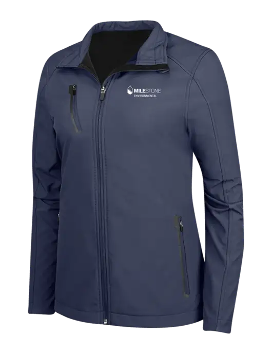 Navy Womens Welded Softshell Jacket w/Milestone Environmental Logo