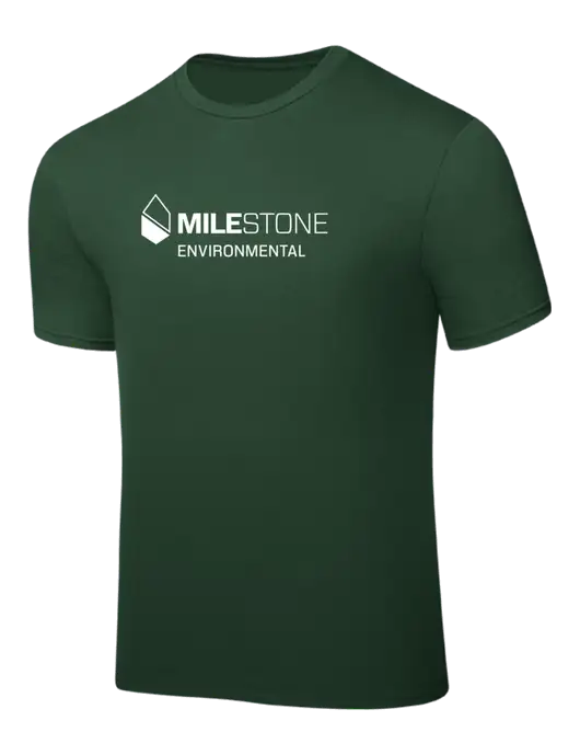 Dark Green PosiCharge Competitor Tee w/Milestone Environmental Logo