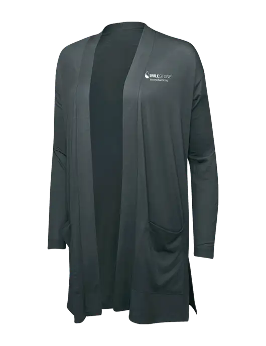 Smoke Grey Womens Concept Long Pocket Cardigan w/Milestone Environmental Logo