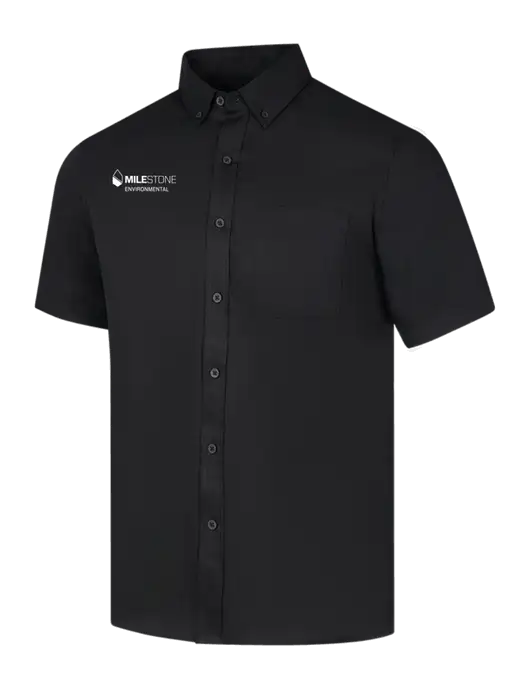 Short Sleeve Deep Black Superpro React Twill Shirt w/Milestone Environmental Logo