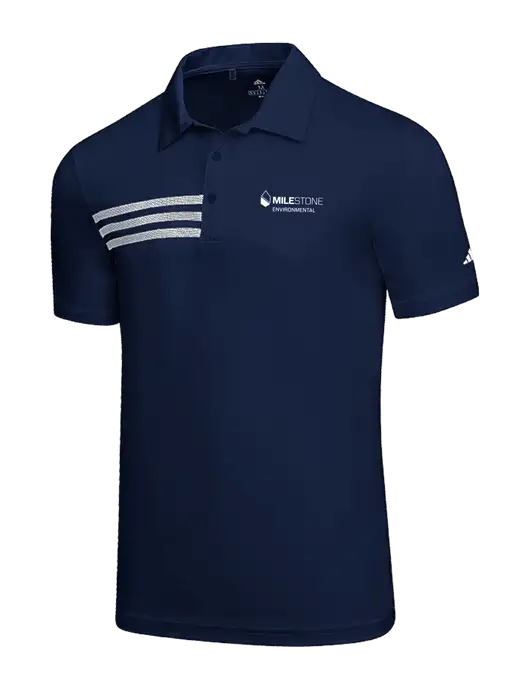 Adidas Navy 3 Stripes Chest Polo w/Milestone Environmental Logo
