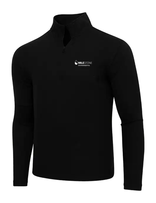 Adidas  Black Melange 3 Stripes Quarter Zip Sweater w/Milestone Environmental Logo