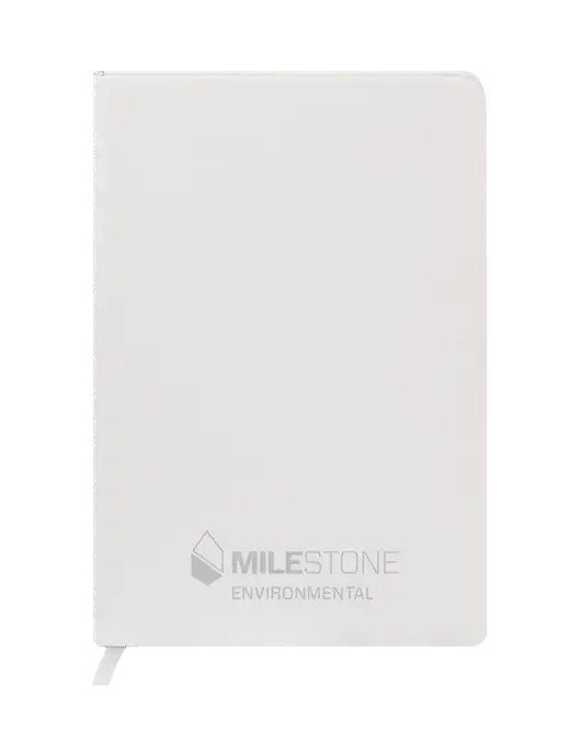 Fabrizio White Hard Cover 5.75 x 8.3  Journal w/Milestone Environmental Logo