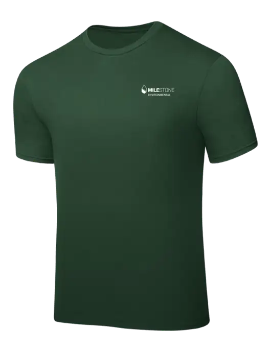 Dark Green PosiCharge Competitor Tee w/Milestone Environmental Logo