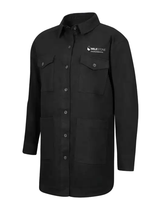 Mercer+Mettle Womens Black Long Sleeve Twill Overshirt w/Milestone Environmental Logo