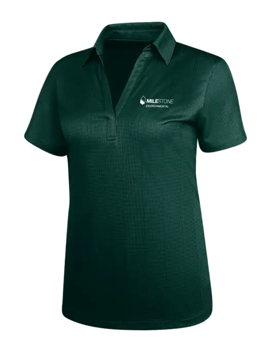Dark Green Womens Performance Fine Jacquard Polo w/Milestone Environmental Logo