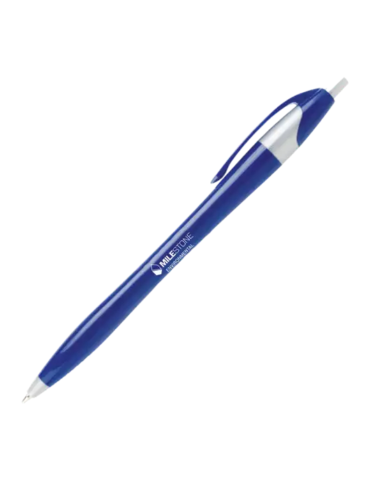 Novella Navy/Silver Corporate Pen- Blue Ink w/Milestone Environmental Logo