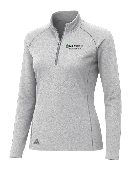 Adidas Womens Light Grey Heather Space Dyed Quarter-Zip Pullover  w/Milestone Environmental Logo