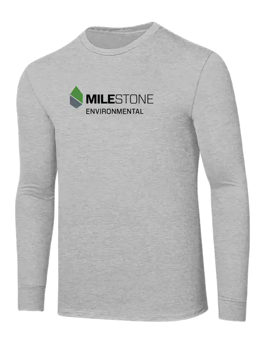 Core Blend Light Grey Heather Long Sleeve Tee w/Milestone Environmental Logo