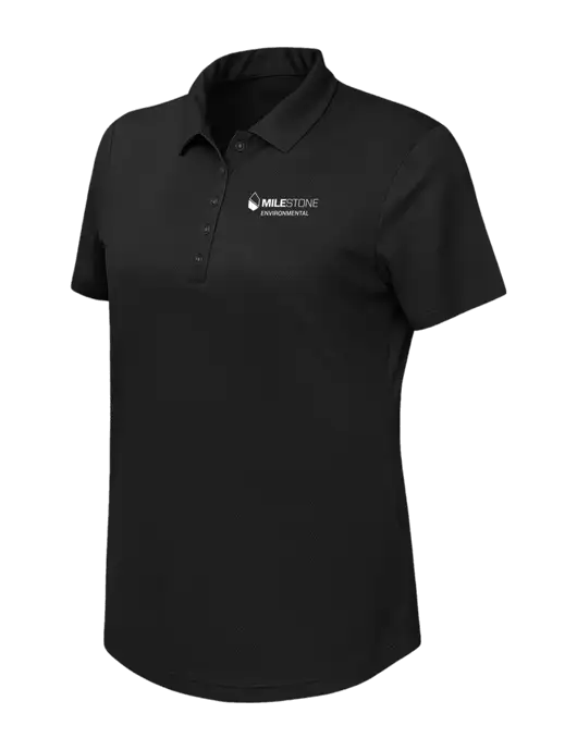 Callaway Womens Birdseye Black Polo w/Milestone Environmental Logo