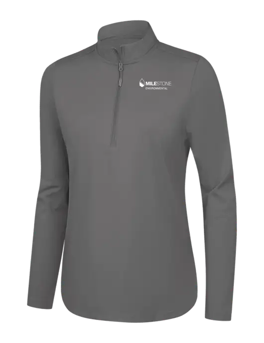  Womens Dark Medium Grey C-FREE Double Knit 1/4-Zip w/Milestone Environmental Logo
