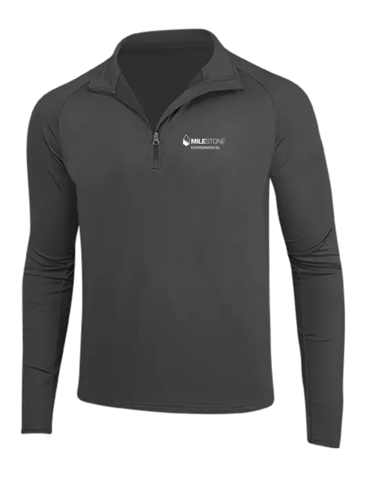 Charcoal Grey Sport Wick Stretch 1/4 Zip Pullover w/Milestone Environmental Logo