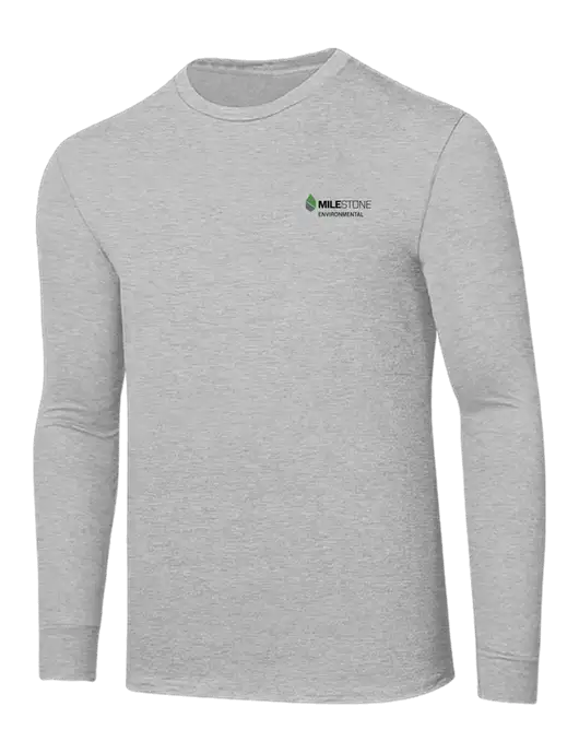 Core Blend Light Grey Heather Long Sleeve Tee w/Milestone Environmental Logo