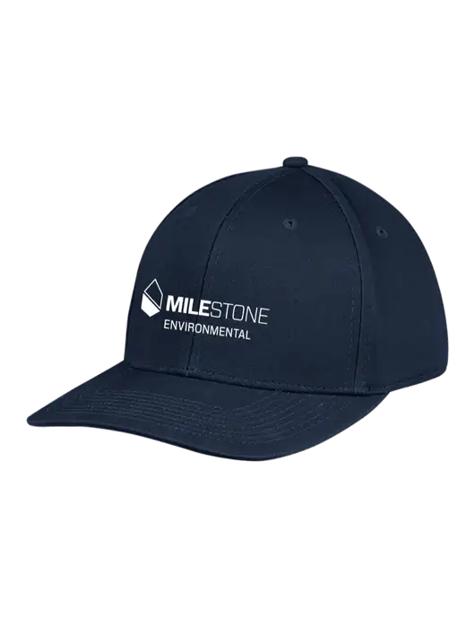 Premium Modern Structured Twill Navy Snapback Cap w/Milestone Environmental Logo
