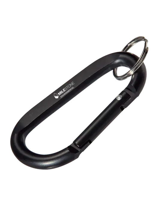 Black Carabiner & Key Ring w/Milestone Environmental Logo