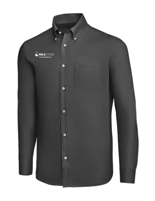Brooks Brothers Dark Grey Wrinkle-Free Stretch Nailhead Shirt w/Milestone Environmental Logo