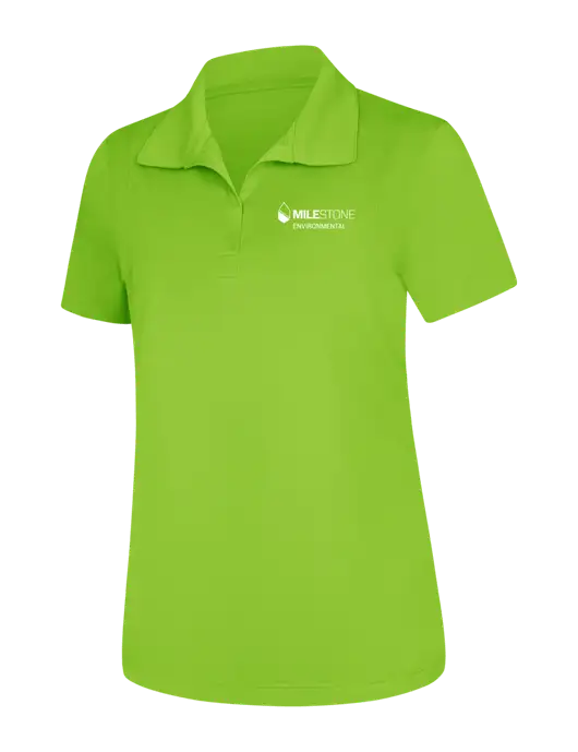 Womens Lime Green Micropique Sport-Wick Polo w/Milestone Environmental Logo