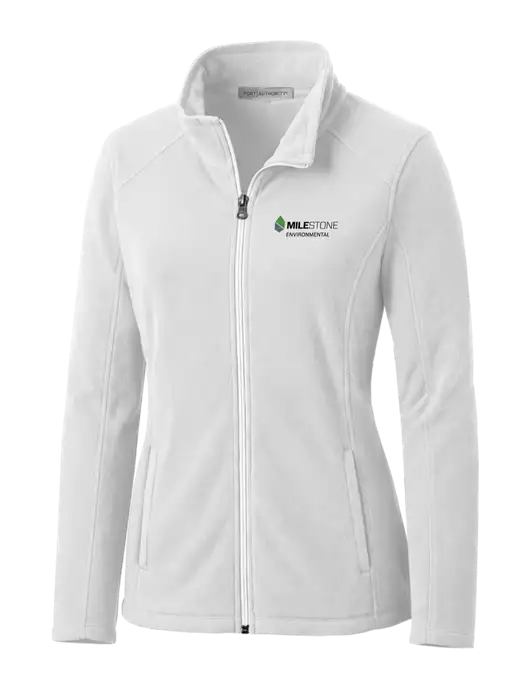 White Womens Microfleece Jacket w/Milestone Environmental Logo