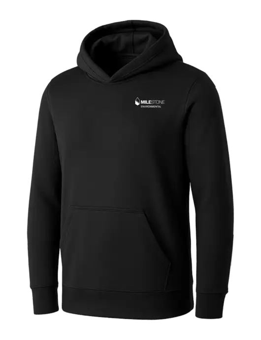 Womens Black Core Fleece Pullover Hooded Sweatshirt w/Milestone Environmental Logo