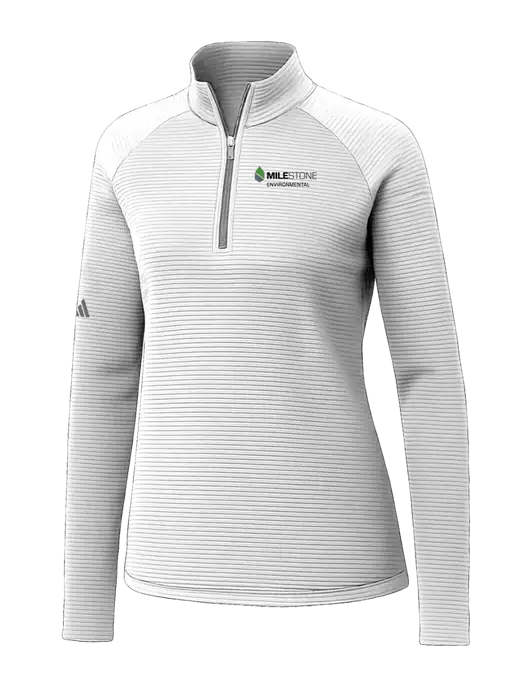 Adidas Womens White Spacer Quarter-Zip Pullover  w/Milestone Environmental Logo