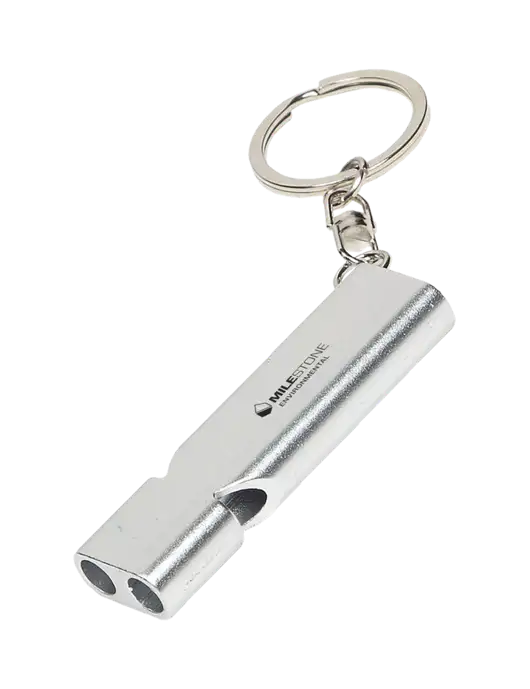 Quick Alert Silver Safety Whistle w/Milestone Environmental Logo