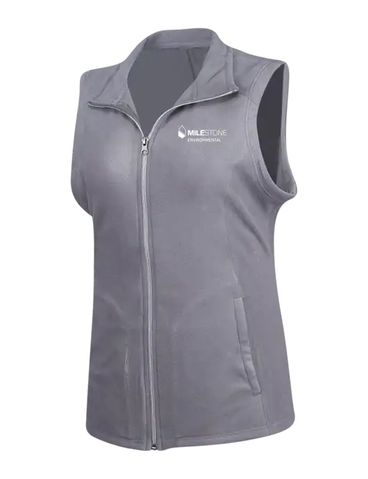 Medium Grey Womens Microfleece Vest w/Milestone Environmental Logo