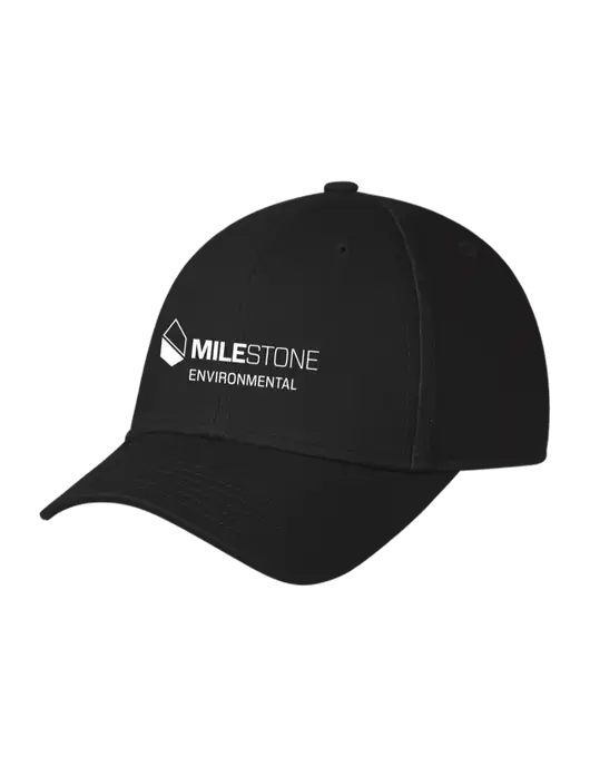Black Structured Cap Hook & Loop w/Milestone Environmental Logo